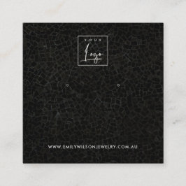 BLACK MOSAIC TEXTURE STUDIERT EARRING DISPLAY CARD QUADRATISCHE VISITENKARTE