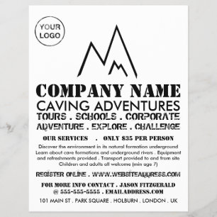 Black Mountain Logo, Höhlenwerbung Flyer
