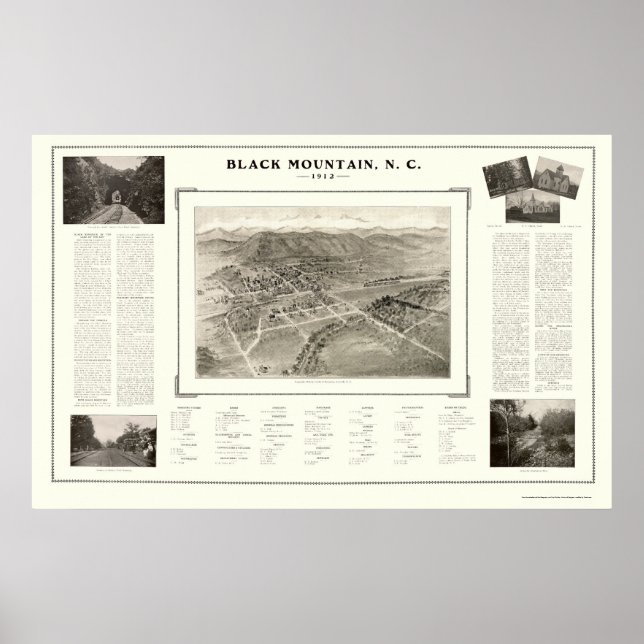 Black Mountain, NC Panorama Karte - 1912 Poster (Vorne)