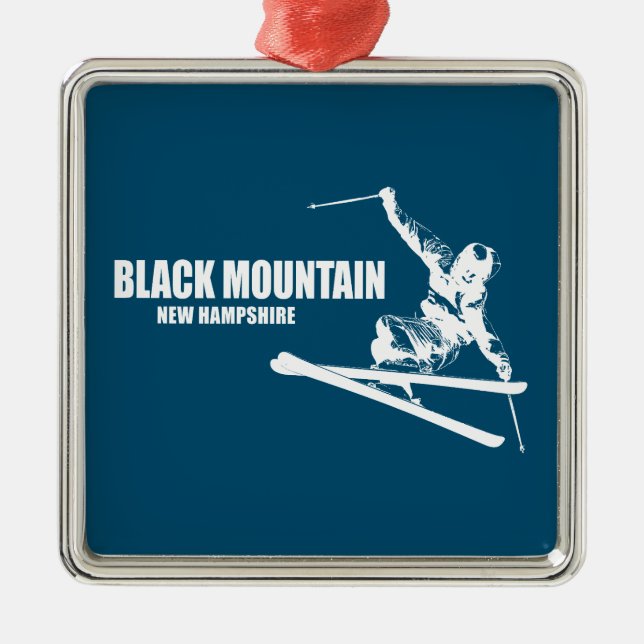 Black Mountain New Hampshire Skier Ornament Aus Metall (Vorne)