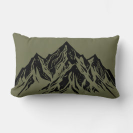 Black Mountain Peak | Moderner Moosgrüner Wanderwe Lendenkissen