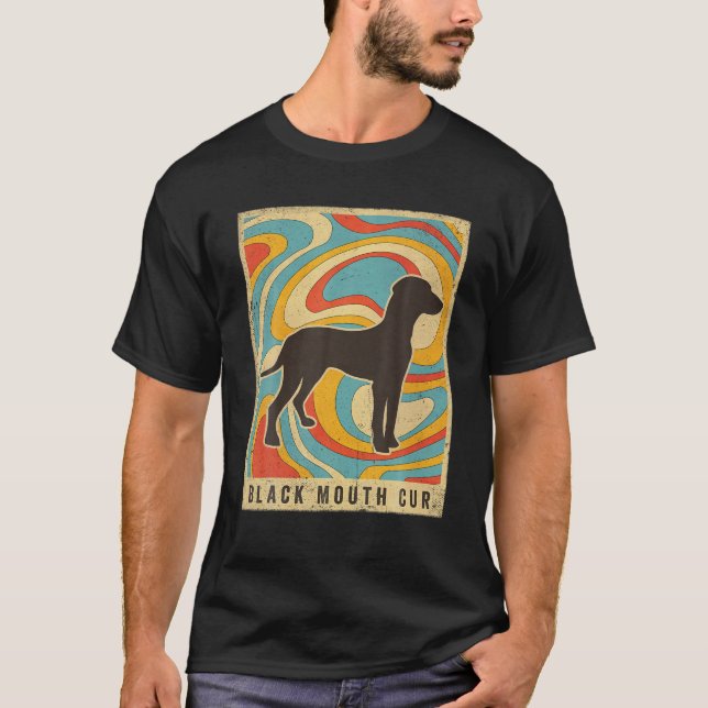 Black Mouth Cur Dog Retro Vintag T-Shirt (Vorderseite)