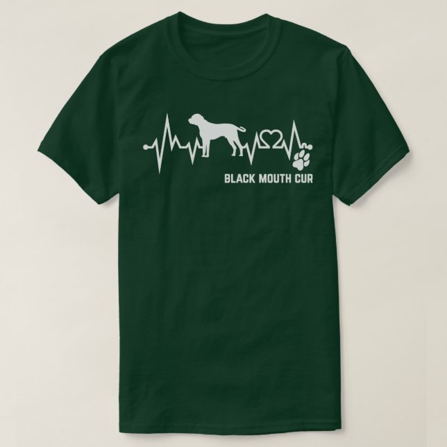 Black Mouth Cur Hund Heartbeat T-Shirt (Design vorne)