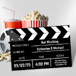 Black Movie Clapper Einzigartige Hochzeit Einladung<br><div class="desc">Eine einzigartige Hochzeit laden mit hollywood Film Thema. Fügen Sie Ihre Namen,  das Hochzeitdatum,  die Uhrzeit und den Veranstaltungsort auf der schwarzen Tafel hinzu.</div>