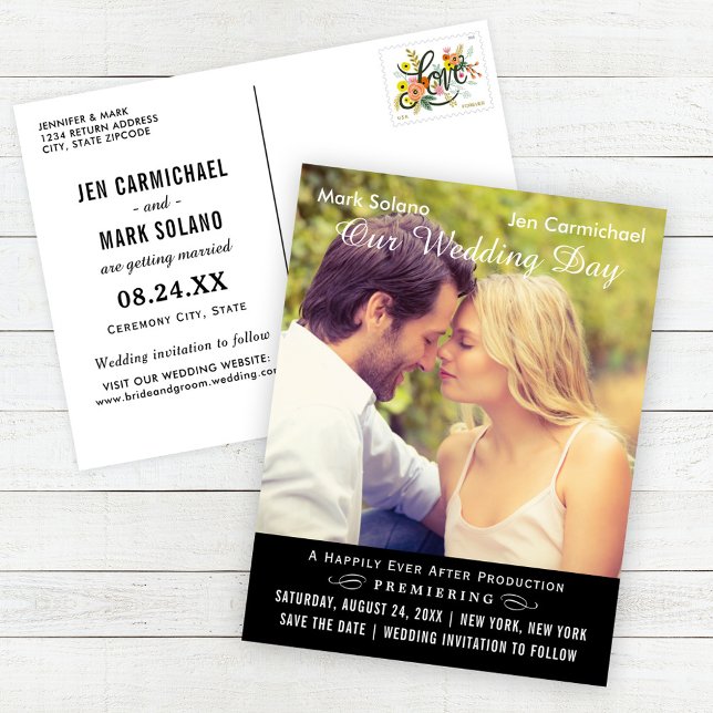 Black Movie Poster Wedding Foto Save the Date (Von Creator hochgeladen)