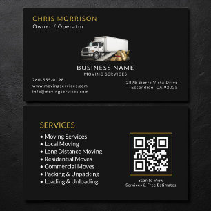Black Moving Truck Services QR-Code Visitenkarte