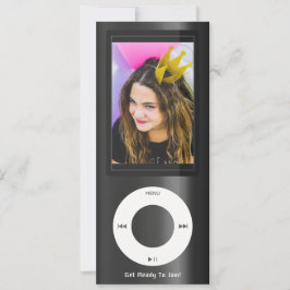 Black MP3 Music Player Birthday Einladung
