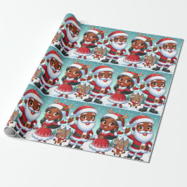 Black Mr. & Mrs. Claus Packpapier