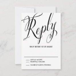 Black Mr. & Mrs. Elegant Script Wedding RSVP
