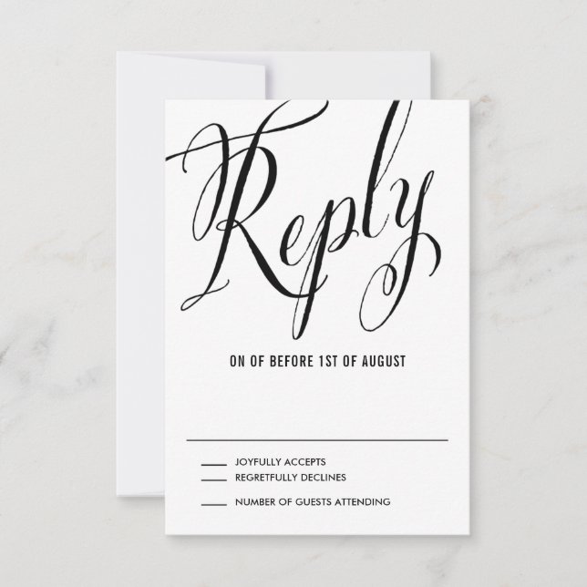 Black Mr. & Mrs. Elegant Script Wedding RSVP Karte (Vorderseite)