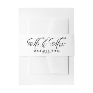 Black Mr. und Mrs. Rustic Calligraphy Wedding Einladungsbanderole