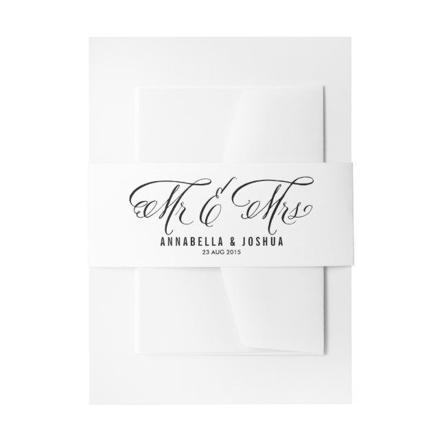 Black Mr. und Mrs. Rustic Calligraphy Wedding Einladungsbanderole (Vorderseite Beispiel)