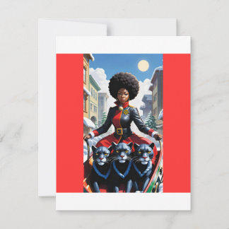 Black Mrs Claus mit Black Panthers Weihnachtskarte Feiertagskarte