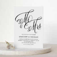 Black Mrs & Mrs. Rustic Script QR Code Wedding