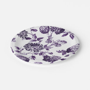 Black Mulberry Lila Floral Toile Nr. 2 Pappteller