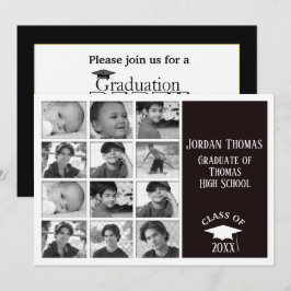 Black Multi Foto Grad Foto Einladung 7" x 5"