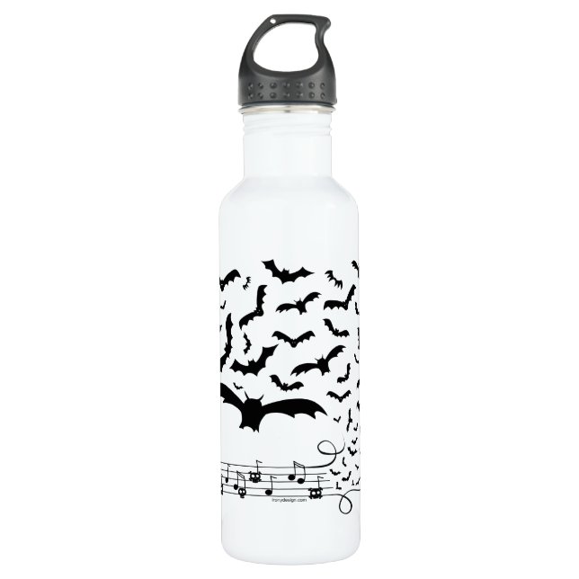 Black Music Bats Design Edelstahlflasche (Vorderseite)