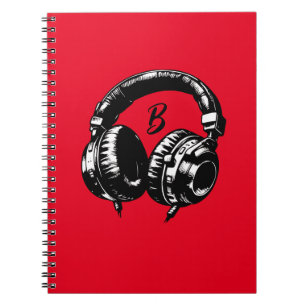 Black Music Headphones DJ Musical Notizblock