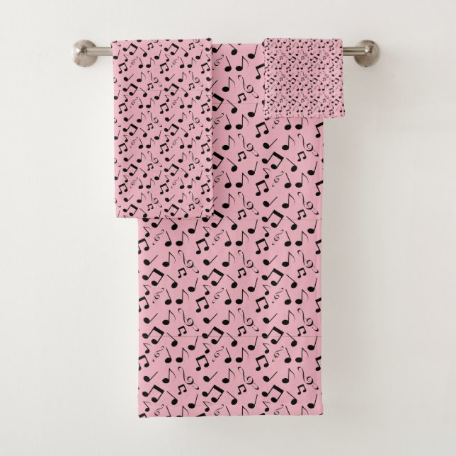 Black Musical Notes Design Ensemble de serviettes  (En situation)