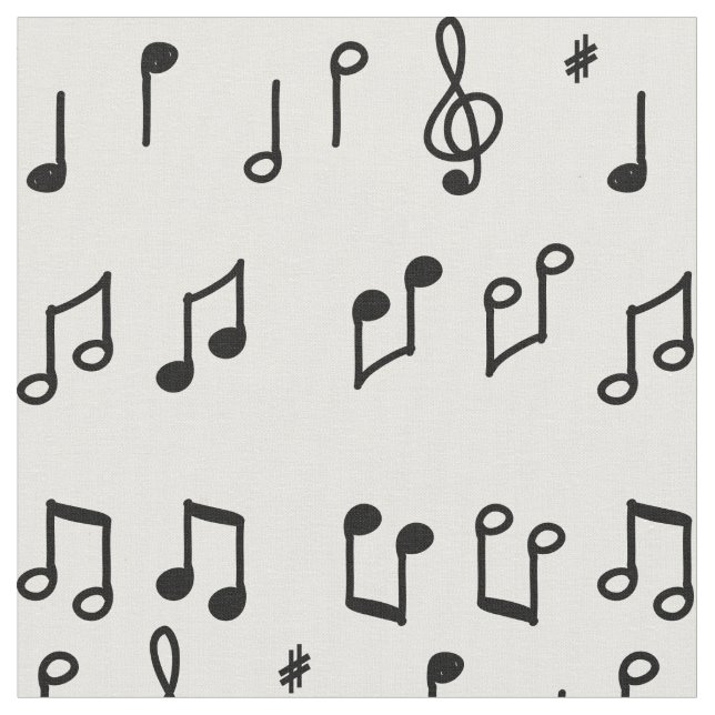 Black Musical Notes line art Stoff (Nahaufnahme)