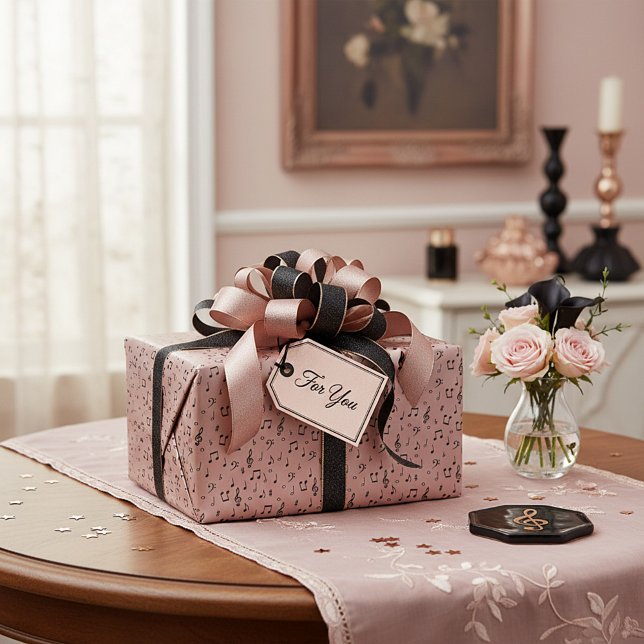 Black Musical Wrapping Paper Geschenkpapier (Von Creator hochgeladen)