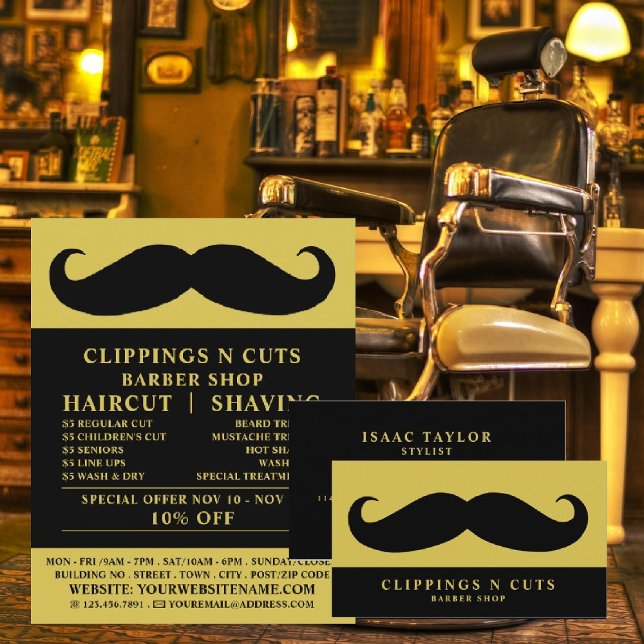 Black Mustache, Men Barbers Business Card Visitenkarte (Von Creator hochgeladen)