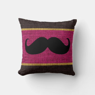 Black Mustache Pansy Lila Burlap Jute Background Kissen