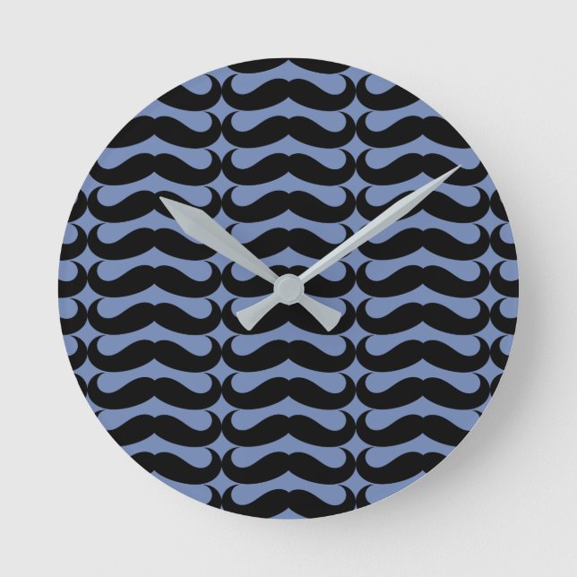 Black Mustache Runde Wanduhr (Vorderseite)