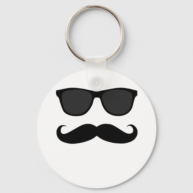 Black Mustache und Sonnenbrille Spaß Geschenk Schlüsselanhänger (Vorderseite)