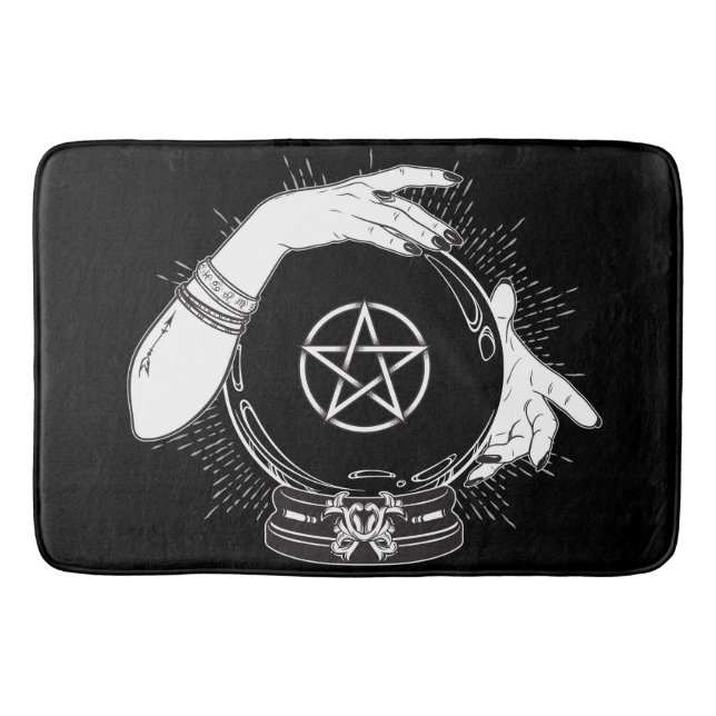 Black Mystic Fortune Teller Mystical Crystal Ball Badematte (Vorderseite)