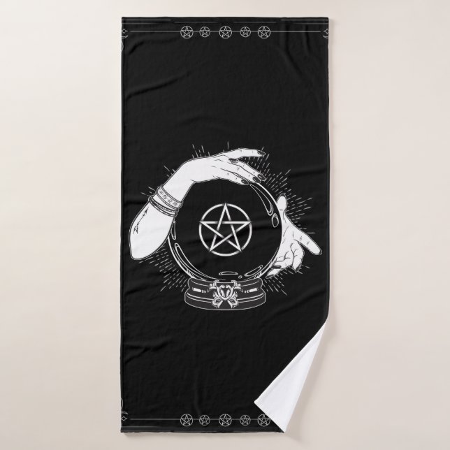 Black Mystic Fortune Teller Mystical Crystal Ball Badhandtuch Set (Badehandtuch)