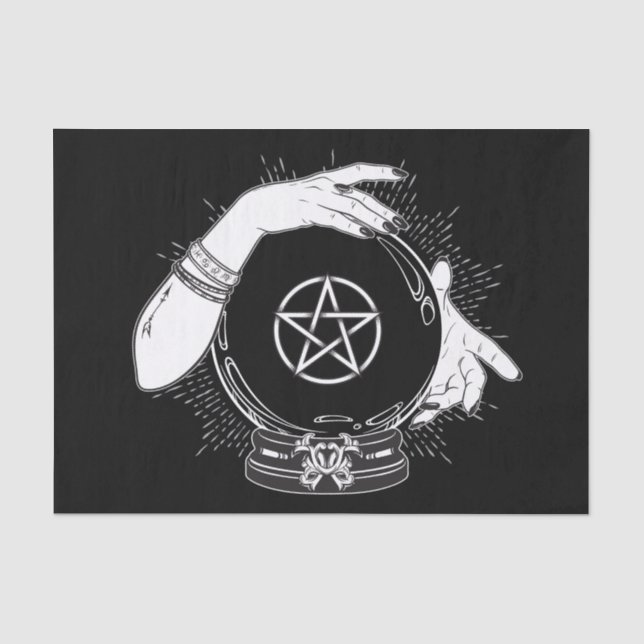 Black Mystic Fortune Teller Mystical Crystal Ball Seidenpapier (Vorderseite)