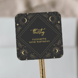 Black Mystic Horoskop Moon Birthday Envelope Quadratischer Aufkleber