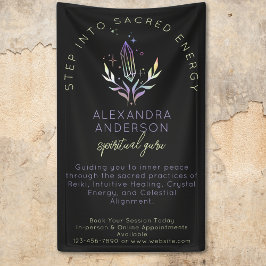 Black Mystical Holographic Spiritual Crystals Banner