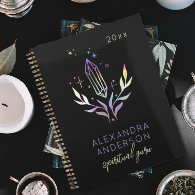 Black Mystical Holographic Spiritual Crystals Planer (Black Mystical Holographic Spiritual Crystals Planner)