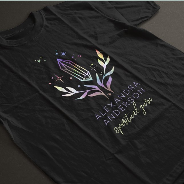 Black Mystical Holographic Spiritual Crystals T-Shirt (Black Mystical Holographic Spiritual Crystals T-Shirt)