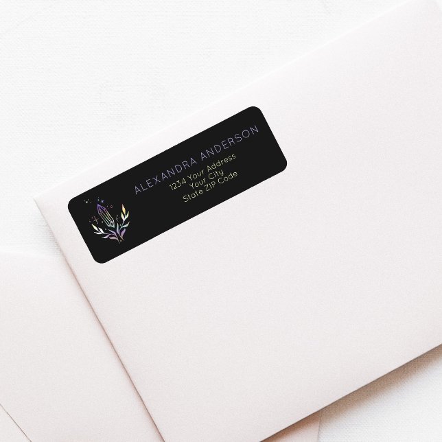 Black Mystical Spiritual Crystals Rücksendeadresse (Black Mystical Spiritual Crystals Return Address Label)