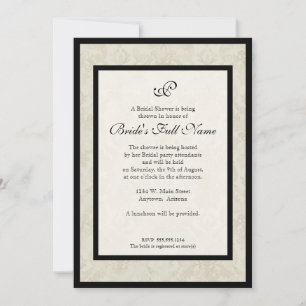 Black n Cream Lilie Damask Wedding Einladung