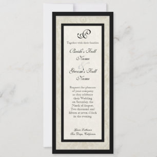 Black n Cream Lilie Damask Wedding Einladung