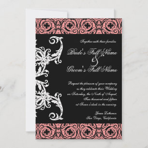 Black n White Chandelier Damask Wedites Einladunge Einladung
