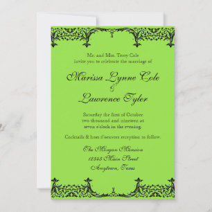 Black n White Lilie Damask Wedding Einladung