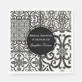 Black n White Tile Muster Modernes Bauernhaus Brid Serviette