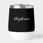 Black Name Modern Elegant Monogram Boho<br><div class="desc">Elegant, rustic, simple, monogram, minimalist, name, black thermal wine tumbler. Beautiful, trendy design.</div>