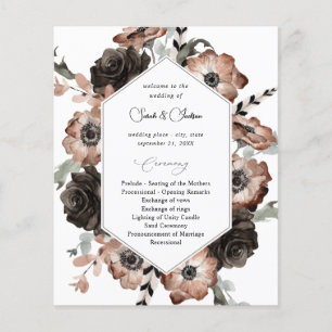 Black & Natural Floral Boho Hochzeitsprogramm