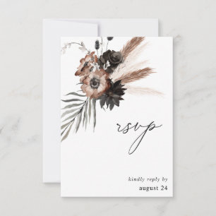 Black & Natural Floral Boho w Meal UAWG RSVP Karte