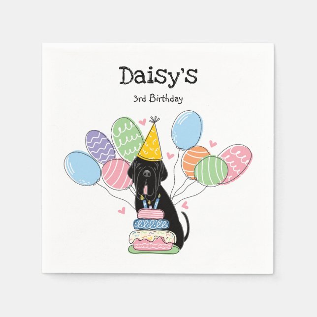 Black Neapolitan Mastiff Dog Birthday Party Serviette (Vorderseite)