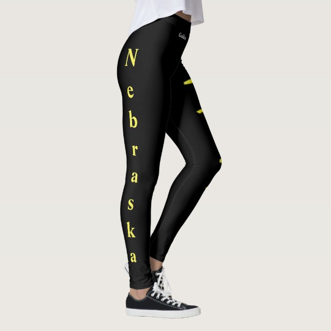 Black Nebraska Staat Goldenrod Blume Leggings (Rechts)