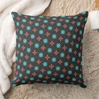 Black Neon Geometric Cross Pattern Pillow Kissen