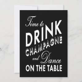 Black New Year's Time to Drink Champagner einladen Einladung