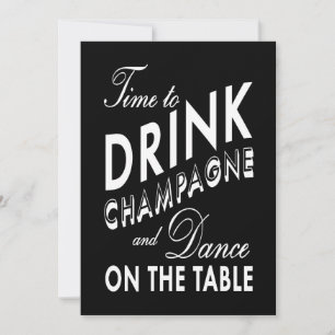 Black New Year's Time to Drink Champagner einladen Einladung